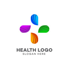 Health care logo with plus sign, Medical pharmacy logo design template
