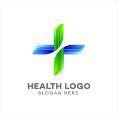 Health care logo with plus sign, Medical pharmacy logo design template