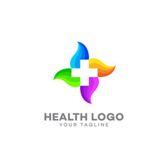 Health care logo with plus sign, Medical pharmacy logo design template