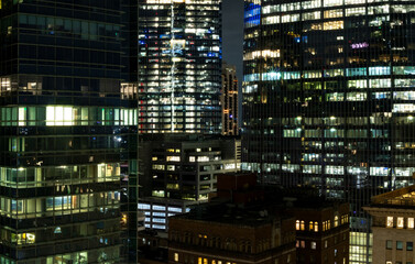 Fototapeta na wymiar City Lights of the Houston Downtown Cityscape Captured at Night on a December Day