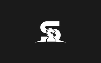 S logo CHESS for branding company. HORSE template vector illustration for your brand.