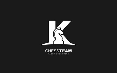 K logo CHESS for branding company. HORSE template vector illustration for your brand.