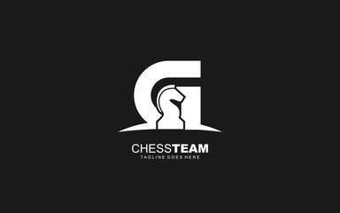G logo CHESS for branding company. HORSE template vector illustration for your brand.
