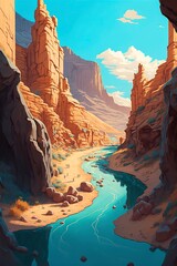 A rushing green river in a desert canyon among desert mountains.