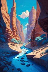 A rushing green river in a desert canyon among desert mountains.