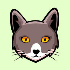 Simple vector illustration of cute gray cat head