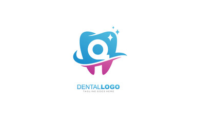 Q logo dentist for branding company. letter template vector illustration for your brand.