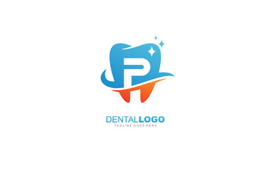 P logo dentist for branding company. letter template vector illustration for your brand.