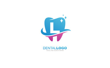 L logo dentist for branding company. letter template vector illustration for your brand.