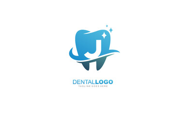 J logo dentist for branding company. letter template vector illustration for your brand.