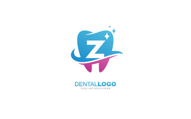 Z logo dentist for branding company. letter template vector illustration for your brand.