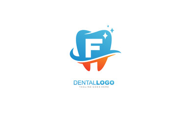 F logo dentist for branding company. letter template vector illustration for your brand.