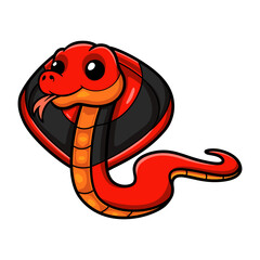 Cute red spitting cobra cartoon