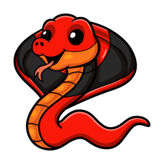 Cute red spitting cobra cartoon