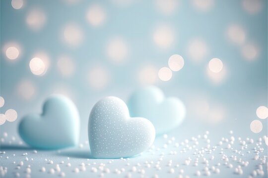 Cute hearts blue, Valentine's Day, bokeh lights Micro hearts.