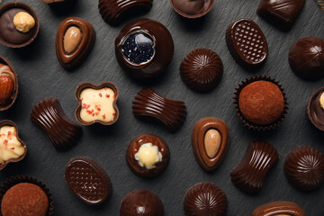 Chocolate candies on dark background