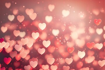 Valentine's Day, bokeh lights Micro hearts. Cute hearts.