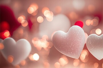 Fototapeta premium Valentine's Day, bokeh lights Micro hearts. Cute hearts.