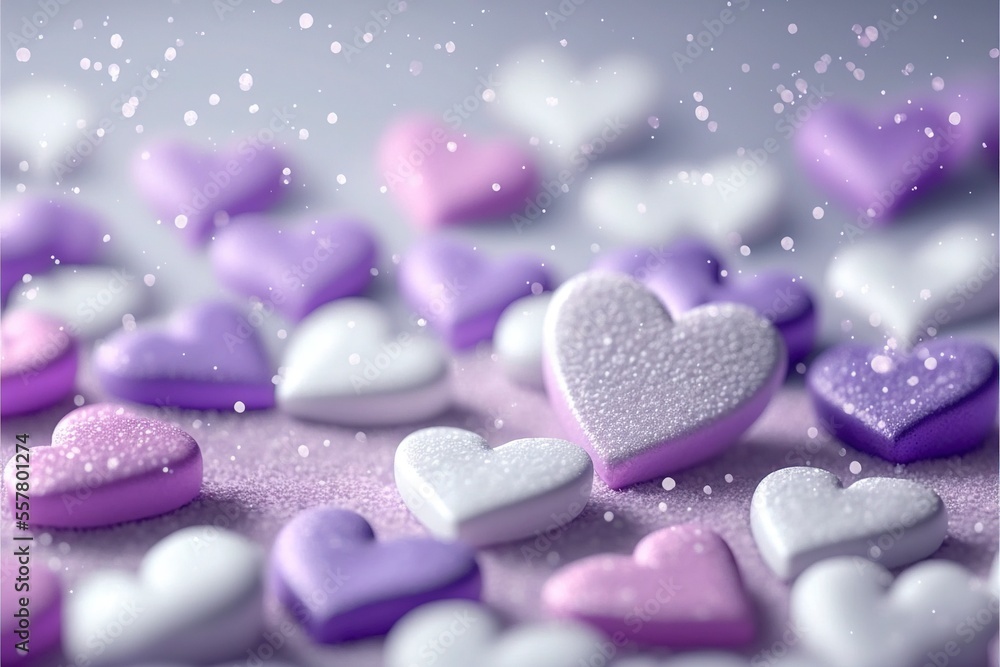 Sticker cute hearts violet, valentine's day, bokeh lights micro hearts.