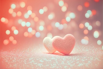 Fototapeta premium Valentine's Day, bokeh lights Micro hearts. Cute hearts.