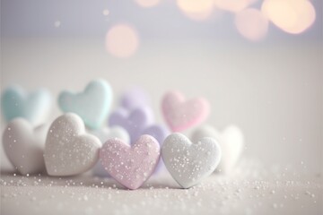 Obraz premium Cute hearts, Valentine's Day, bokeh lights Micro hearts.