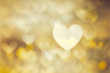 Cute hearts yellow, Valentine's Day, bokeh lights Micro hearts.	