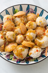 Meatball and fishball spicy salad