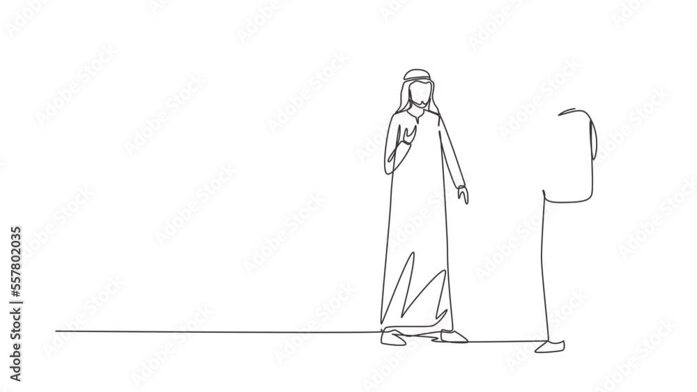 Poster animated self drawing of continuous line draw presenter filming video blog with operator. man blogge