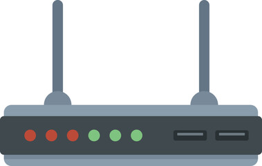 Modem equipment icon flat vector. Wifi internet. Lan device isolated