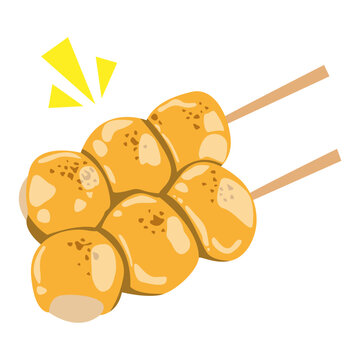 Vector illustration of Asian food mitarashi dango for print, design, greeting card, sticker, icon