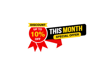 10 Percent THIS MONTH offer, clearance, promotion banner layout with sticker style.