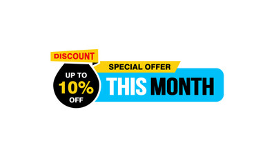 10 Percent THIS MONTH offer, clearance, promotion banner layout with sticker style.