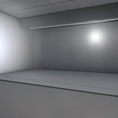 Abstract empty, modern concrete walls hallway room with indirekt ceiling lights in the back - industrial interior background template , generative ai