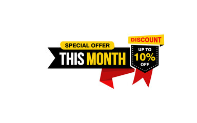 10 Percent THIS MONTH offer, clearance, promotion banner layout with sticker style.