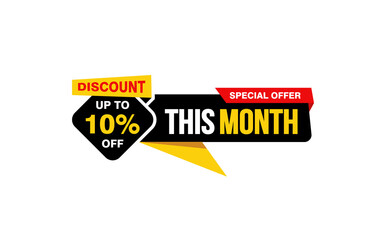 10 Percent THIS MONTH offer, clearance, promotion banner layout with sticker style.