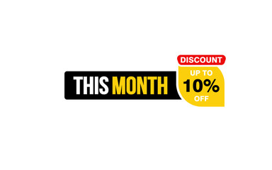 10 Percent THIS MONTH offer, clearance, promotion banner layout with sticker style.