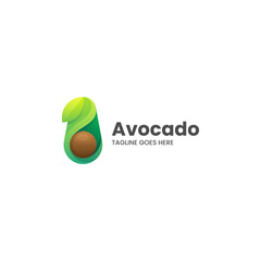 Vector Logo Illustration Avocado Gradient Colorful Style.
