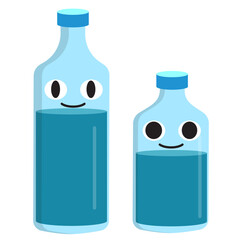bottle blue brother  have eyes and mouth.