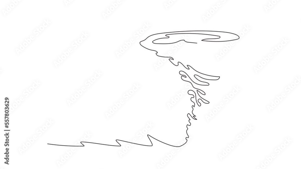 Poster self drawing animation of single one line draw splash of water vortex and twisted shape. water whirl