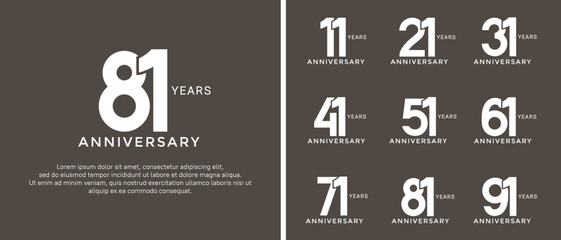 set of anniversary logo style white color on black background for special moment