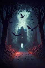 Abandoned castle in the forest