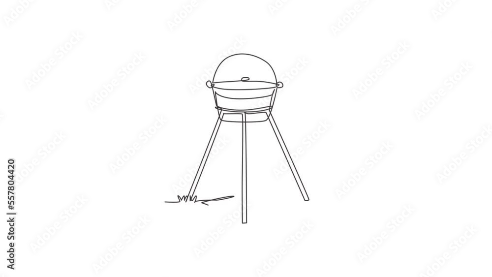Poster self drawing animation of single one line draw binoculars optical instrument. glass lenses for viewi