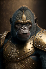 Golden Armor Gorilla created by AI technology