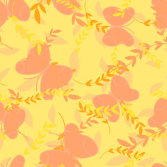 Nature Seamless Background with Butterfly for Ecology Thematic Wallpaper or Textile Backdrop Concept.