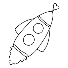 hand drawn rocket for Valentine's day, Start and leadership concept