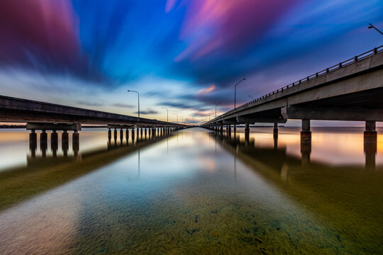 Sunrise, Ted Smout Bridge, Redcliffe, Brisbane, Queensland, QLD, Australia