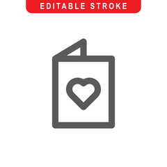 Valentine Card Outline Icon. Valentine Card Line Art Logo. Vector Illustration. Isolated on White Background. Editable Stroke