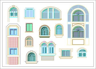 Fototapeta premium sketch vector illustration detail classic window vintage feel