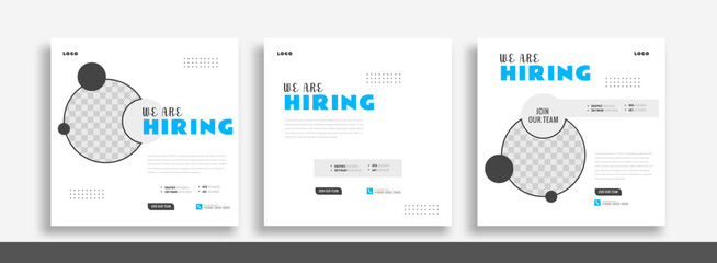 We are hiring job vacancy social media post banner design template. We are hiring job vacancy square web banner design.	