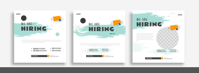We are hiring job vacancy social media post banner design template. We are hiring job vacancy square web banner design.	